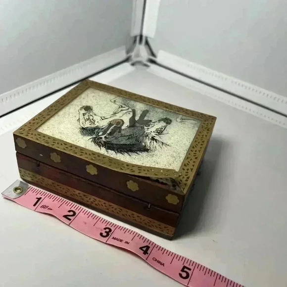 Vintage Wooden Horse Trinket Box 3.5x4.5” Velvet Inside - Picture 3 of 5